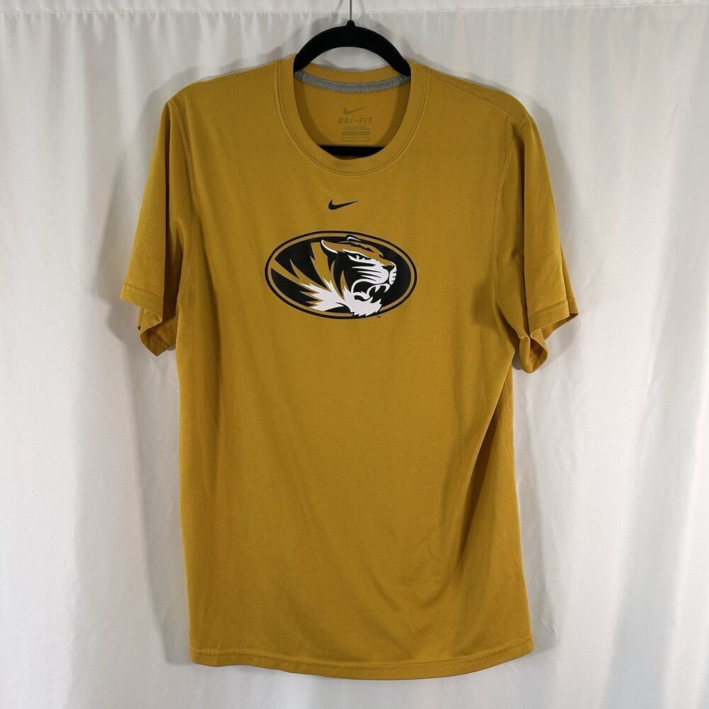 Missouri Tigers Nike Shirt Men's Small Yellow Short Sleeve Crew Neck Dri-Fit
